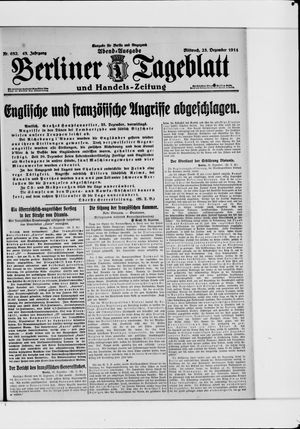 Berliner Tageblatt und Handels-Zeitung vom 23.12.1914