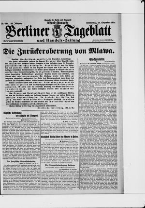 Berliner Tageblatt und Handels-Zeitung on Dec 24, 1914