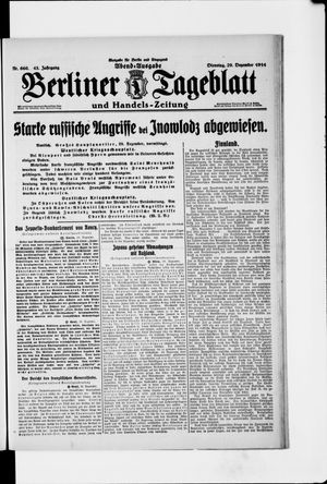 Berliner Tageblatt und Handels-Zeitung vom 29.12.1914