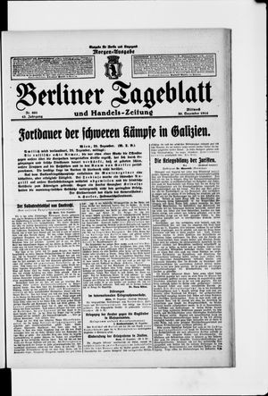 Berliner Tageblatt und Handels-Zeitung vom 30.12.1914