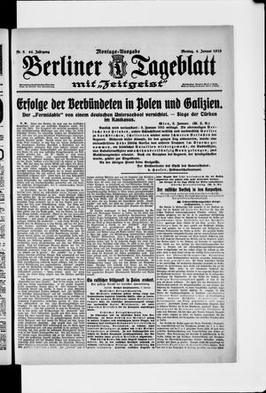 Berliner Tageblatt und Handels-Zeitung on Jan 4, 1915