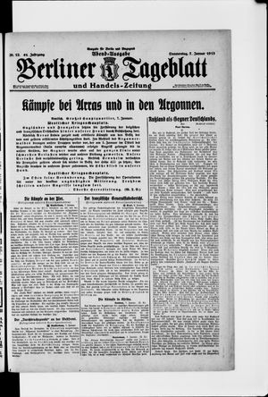 Berliner Tageblatt und Handels-Zeitung vom 07.01.1915