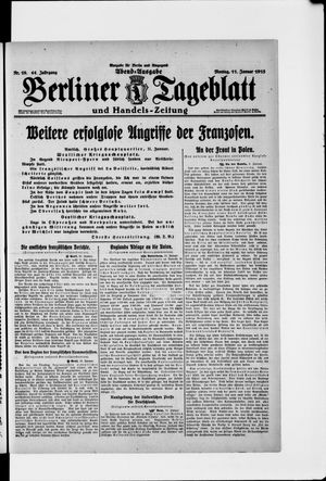 Berliner Tageblatt und Handels-Zeitung vom 11.01.1915