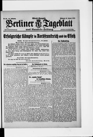 Berliner Tageblatt und Handels-Zeitung on Jan 20, 1915