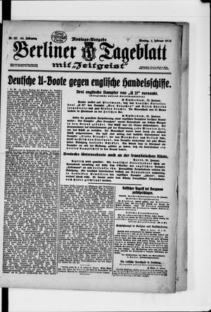 Berliner Tageblatt und Handels-Zeitung on Feb 1, 1915