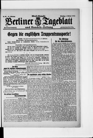 Berliner Tageblatt und Handels-Zeitung vom 02.02.1915