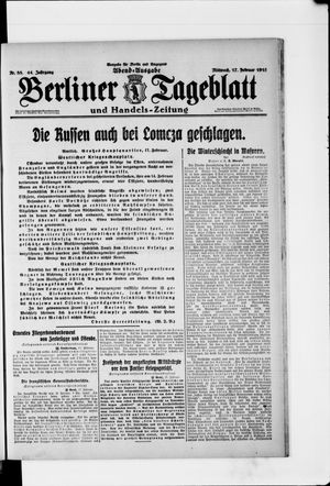 Berliner Tageblatt und Handels-Zeitung vom 17.02.1915