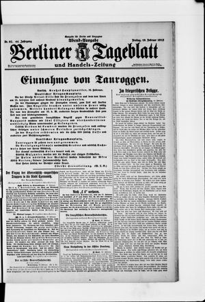 Berliner Tageblatt und Handels-Zeitung vom 19.02.1915