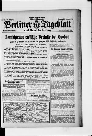 Berliner Tageblatt und Handels-Zeitung on Feb 23, 1915