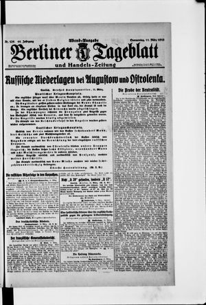 Berliner Tageblatt und Handels-Zeitung vom 11.03.1915