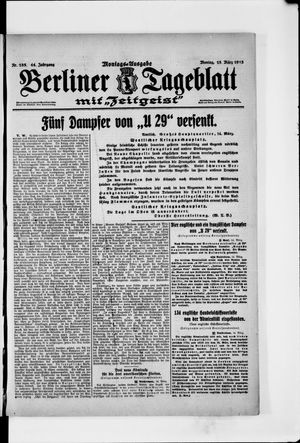 Berliner Tageblatt und Handels-Zeitung vom 15.03.1915