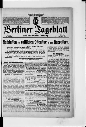 Berliner Tageblatt und Handels-Zeitung on Apr 13, 1915