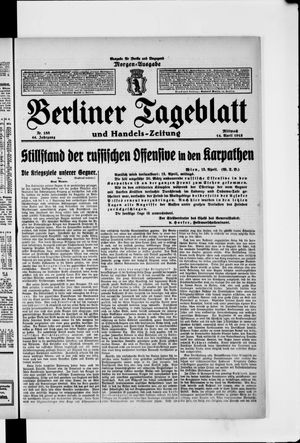Berliner Tageblatt und Handels-Zeitung vom 14.04.1915