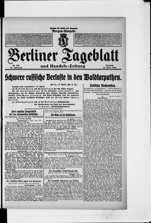 Berliner Tageblatt und Handels-Zeitung vom 18.04.1915