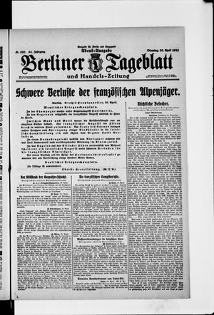 Berliner Tageblatt und Handels-Zeitung vom 20.04.1915