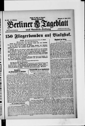 Berliner Tageblatt und Handels-Zeitung vom 21.04.1915