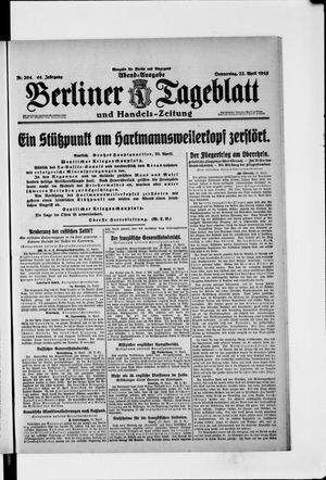 Berliner Tageblatt und Handels-Zeitung vom 22.04.1915