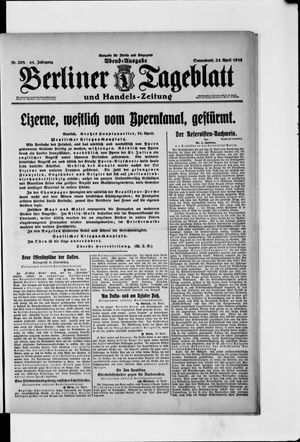 Berliner Tageblatt und Handels-Zeitung vom 24.04.1915