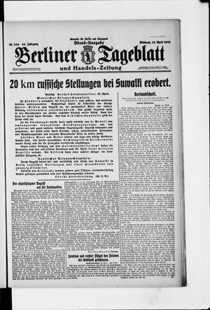 Berliner Tageblatt und Handels-Zeitung vom 28.04.1915