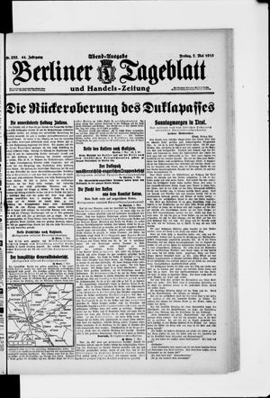 Berliner Tageblatt und Handels-Zeitung on May 7, 1915