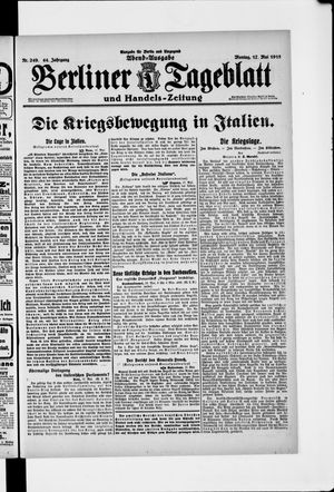 Berliner Tageblatt und Handels-Zeitung on May 17, 1915
