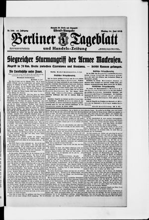 Berliner Tageblatt und Handels-Zeitung vom 14.06.1915