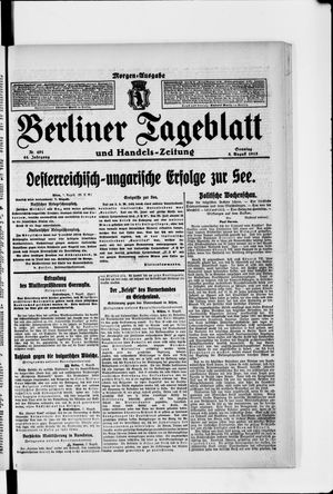 Berliner Tageblatt und Handels-Zeitung vom 08.08.1915