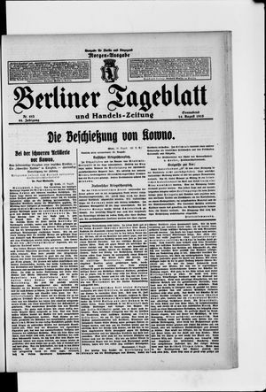 Berliner Tageblatt und Handels-Zeitung vom 14.08.1915