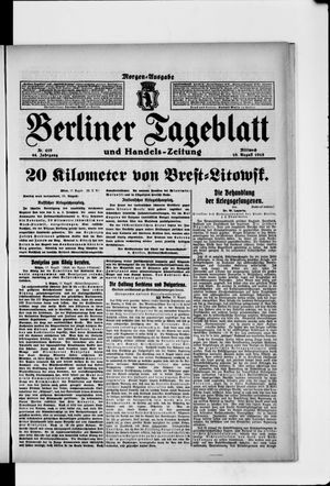 Berliner Tageblatt und Handels-Zeitung vom 18.08.1915