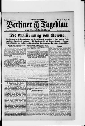 Berliner Tageblatt und Handels-Zeitung vom 18.08.1915