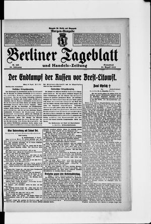 Berliner Tageblatt und Handels-Zeitung vom 21.08.1915