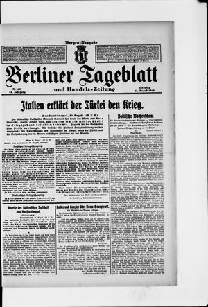 Berliner Tageblatt und Handels-Zeitung vom 22.08.1915