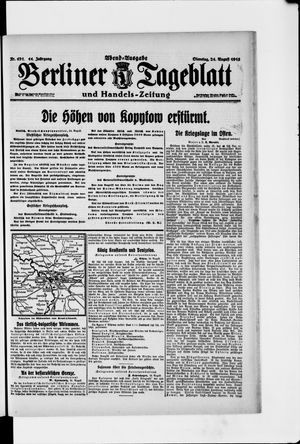 Berliner Tageblatt und Handels-Zeitung vom 24.08.1915