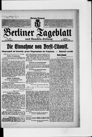 Berliner Tageblatt und Handels-Zeitung vom 27.08.1915