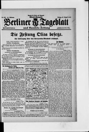 Berliner Tageblatt und Handels-Zeitung vom 27.08.1915