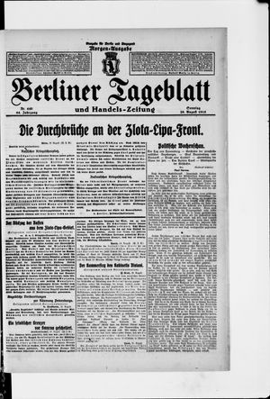 Berliner Tageblatt und Handels-Zeitung on Aug 29, 1915