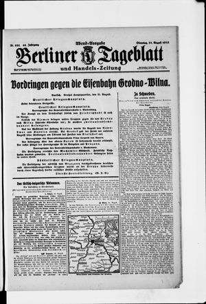 Berliner Tageblatt und Handels-Zeitung vom 31.08.1915