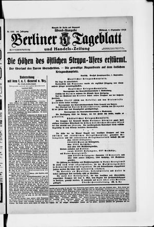 Berliner Tageblatt und Handels-Zeitung vom 01.09.1915