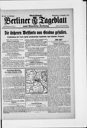 Berliner Tageblatt und Handels-Zeitung vom 02.09.1915