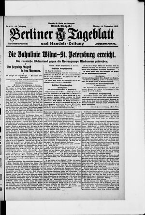 Berliner Tageblatt und Handels-Zeitung vom 13.09.1915