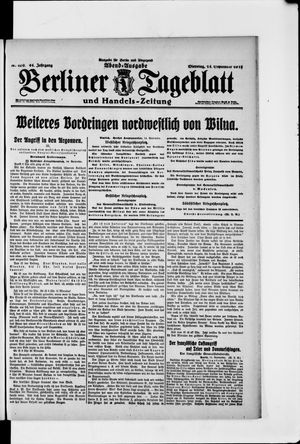 Berliner Tageblatt und Handels-Zeitung vom 14.09.1915