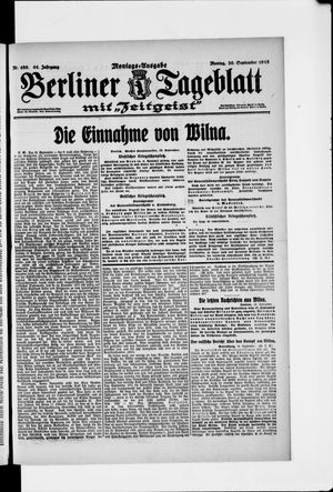 Berliner Tageblatt und Handels-Zeitung vom 20.09.1915