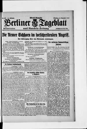 Berliner Tageblatt und Handels-Zeitung vom 21.09.1915