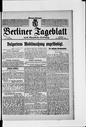 Berliner Tageblatt und Handels-Zeitung vom 22.09.1915