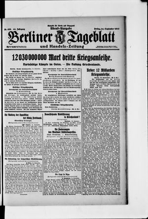 Berliner Tageblatt und Handels-Zeitung vom 24.09.1915