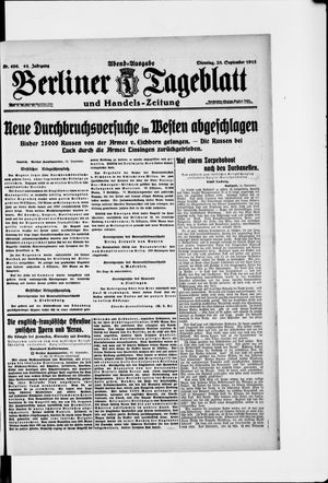 Berliner Tageblatt und Handels-Zeitung vom 28.09.1915