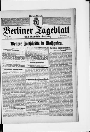 Berliner Tageblatt und Handels-Zeitung vom 30.09.1915
