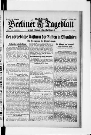 Berliner Tageblatt und Handels-Zeitung vom 09.10.1915