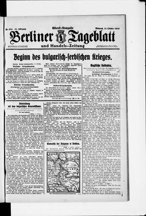 Berliner Tageblatt und Handels-Zeitung vom 13.10.1915