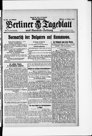 Berliner Tageblatt und Handels-Zeitung vom 20.10.1915